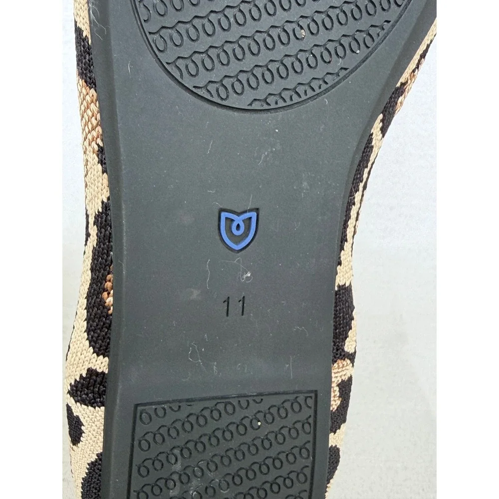 Rothys The Flat Wild Cat Leopard Animal Print Knit Ballet Flats W's 11 Round Toe